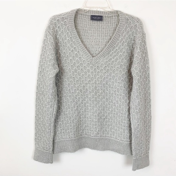Wooden Ships Sweaters - Wooden Ships Textured V-Neck Mohair Wool Blend Sweater